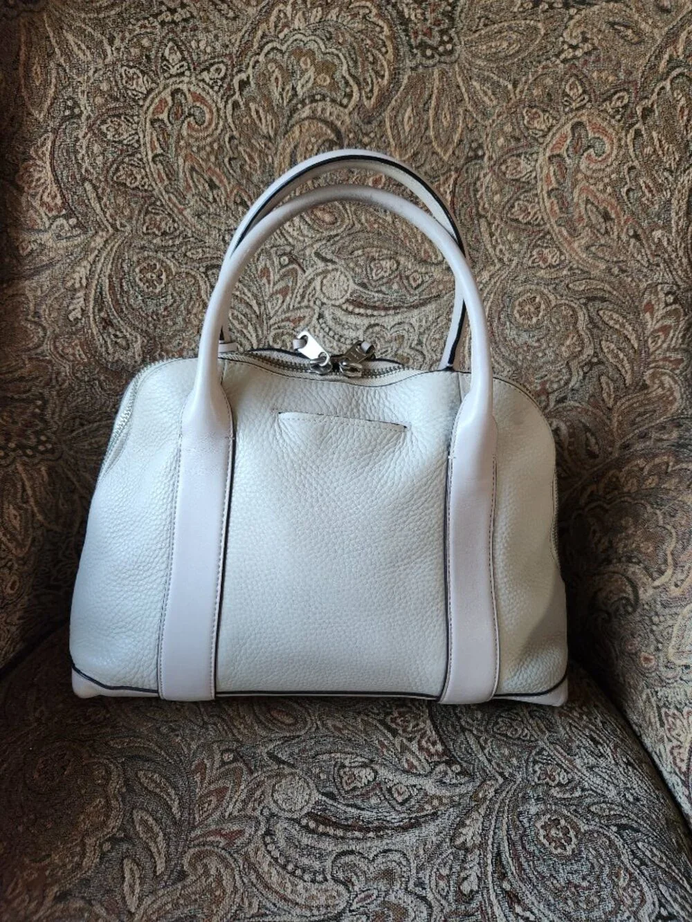 Coach pebble leather large Bleecker Preston satchel Beige Buffalo no strap